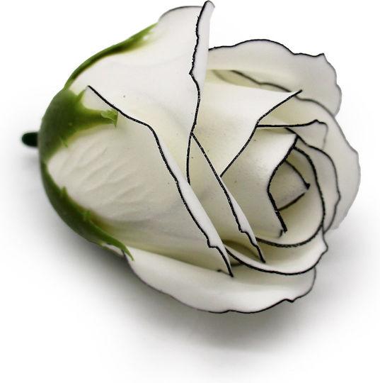 Soap Flower Ivory Rose Black Rim Medium