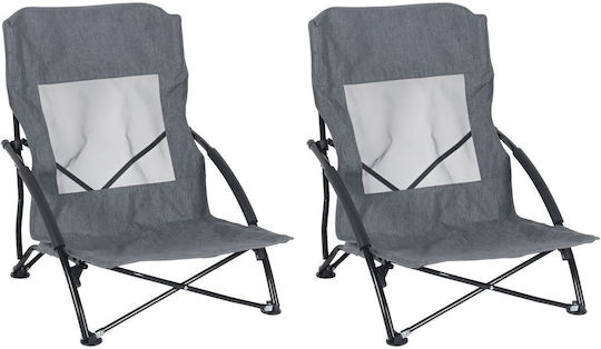 Relaxdays Scaun De Plajă Negru 65x50x54cm Set 2 Bucăți