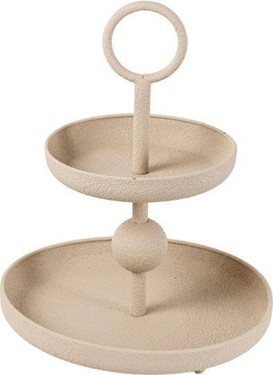 Zen Collection Μεταλλική Ορντεβιέρα με Βάση Μπεζ Ø30cm Π30xΜ38cm