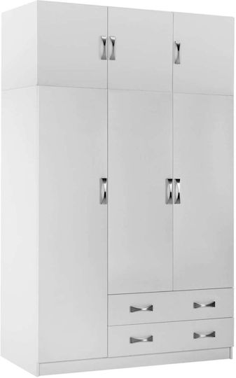 Dreifachtür Kleiderschrank mit Loft Weiß 150x55x240cm