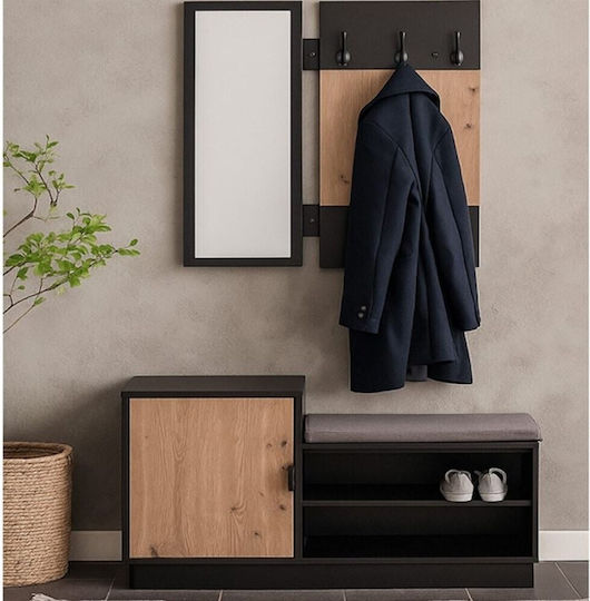 Leco Hallway Furniture with Mirror Black 100x40x180cm E832,1
