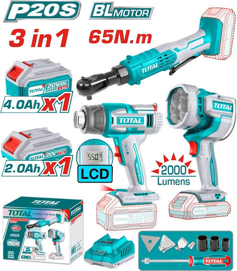 Total Tosli241196e Акумулаторен Комплект Инструменти 20 V 2/4 Ah