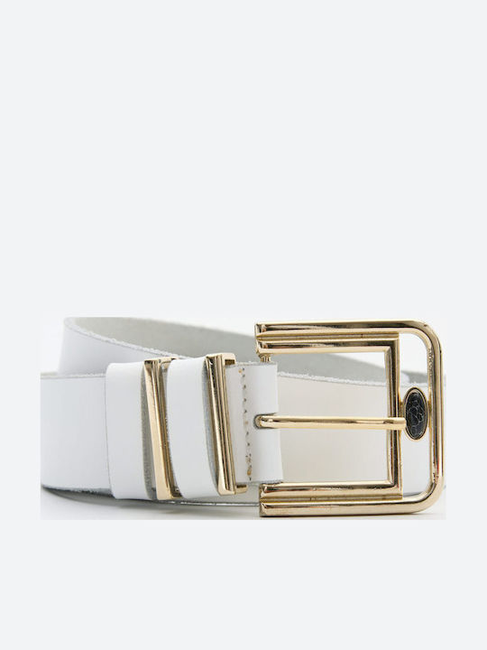 Leather Twist Δερμάτινη Γυναικεία Ζώνη Λευκή