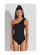 One Piece Swimsuit with One Shoulder Black