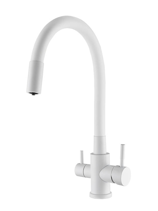QWaterFilters Смесител за Кухня Настолен Inox Бял