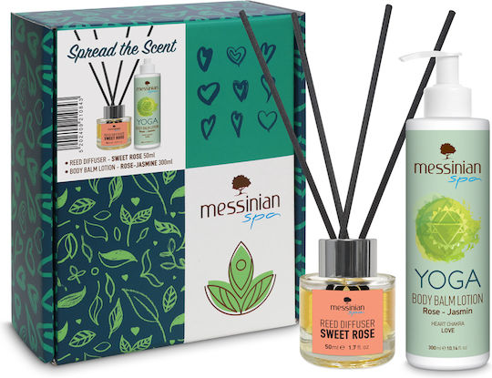 Messinian Spa Spread Scent Διαχύτης Γιόγκα Καλάμι Sweet Rose 50ml & Body Balm Λοσιόν Τριαντάφυλλο-γιασεμί 300ml