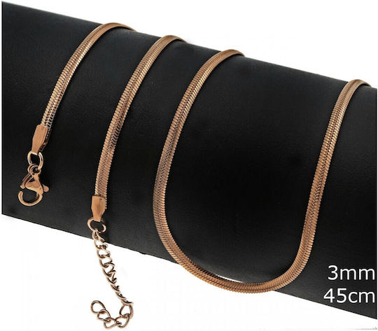 Edelstahl Kette Schlange Platt 3mm Rosa Gold 45cm 1 Stück