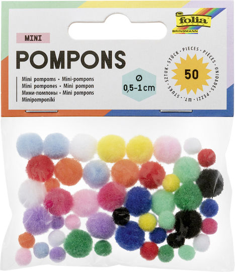 Pom Pom Mini Mix Folia 0 5-1cm 50 Bucăți
