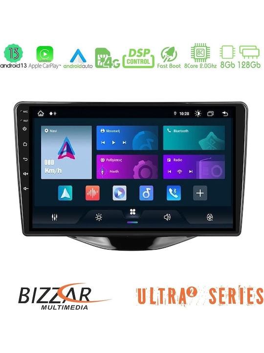 Bizzar Ηχοσύστημα Αυτοκινήτου για Peugeot 108 / 107 Toyota Aygo Citroen C1 2014-2021 (Bluetooth/USB/WiFi/GPS/Apple-Carplay/Android-Auto) με Οθόνη Αφής 9"