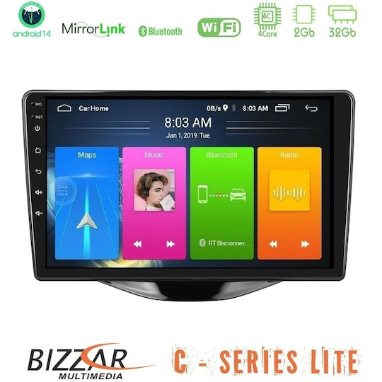 Bizzar Car Audio System for Peugeot 108 / 107 Toyota Aygo Citroen C1 2014-2021 Bluetooth USB AUX Wi-Fi GPS Apple CarPlay Android Auto with 9 Inch Touch Screen