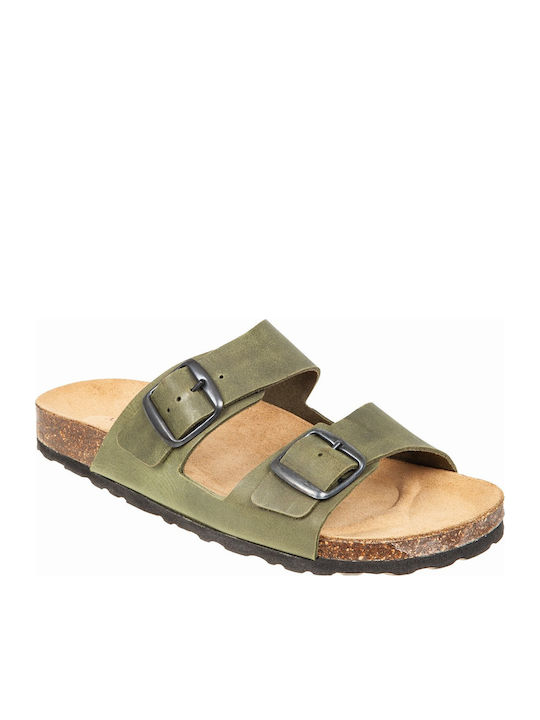 Relaxshoe Δερμάτινα Ανδρικά Σανδάλια Χακί