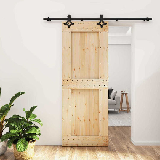 Vidaxl Συρόμενη Πόρτα Φυσικό Μαύρο 80 X 210 Cm