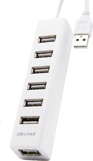 Hub 7 Θυρών USB 2.0 με σύνδεση USB-A Λευκό