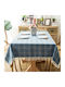 FRIPIA Checkered Tablecloth with Light Blue Embroidery 140x250cm