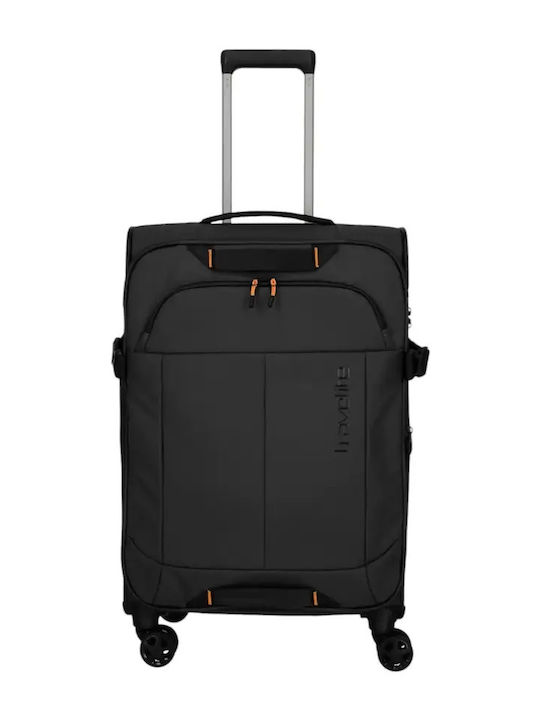 Travelite Medium Fabric Travel Suitcase Black Height 67cm