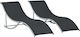 Outsunny Aluminium Beach Lounger-Armchair Black 61x63cm Set of 2
