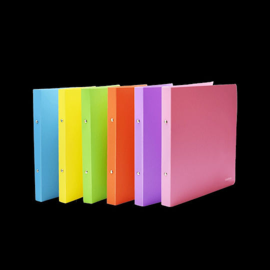 Metron Folder 2 Rings Plastic 19x26x2cm Fun Assorted 6 Pieces