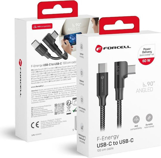 Forcell USB 2.0 Кабел USB-C Мъжки - USB-C 100W Черен 2m