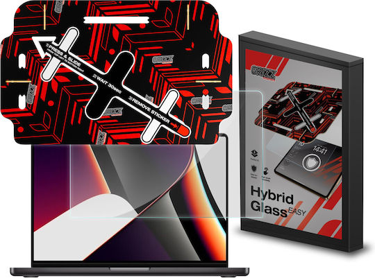 Grizzglass Hybridglass Easy Protective Film Installation Kit Included Compatible Macbook Pro 16 Inch M2 Transparent