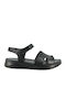 Leather Women's Flat Sandals Black