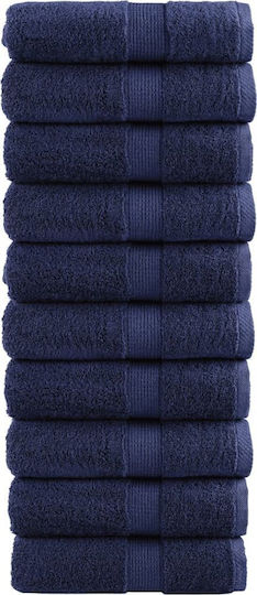 vidaXL Set Of 10 Hotel Hand Towels 50x30cm Blue