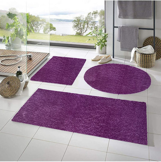 SteweHome Σετ Πατάκια Μπάνιου STE-029524-V66229 Λιλά 50x90εκ. 3τμχ