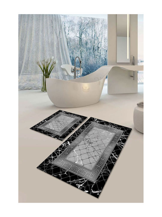 SteweHome Rutschfeste Badematten Set STE-029759-P29759 Graue 60x100cm 2 Stück