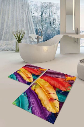SteweHome Non-Slip Set Bath Mats STE-029622-P29622 Yellow 60x100cm 2 Pieces