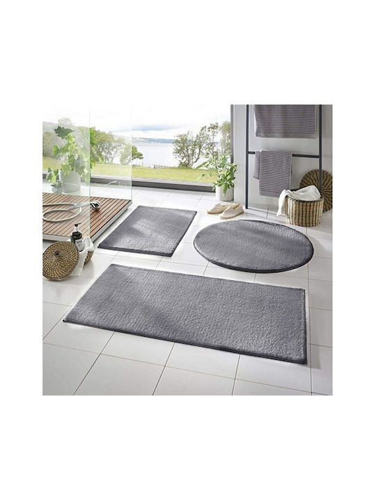 SteweHome Non-Slip Set Bath Mats Round STE-029937-V66508 Gray Ø60cm 3 Pieces