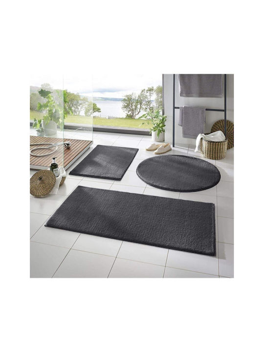 SteweHome Rutschfestes Set Badematten Rund STE-029961-V66591 Graue Φ70cm 3 Stück