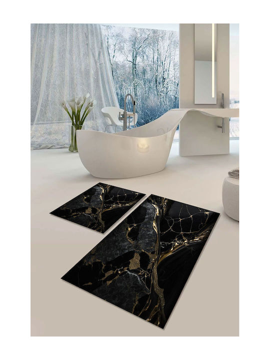 SteweHome Rutschfeste Badematten Set STE-029687-P29687 Schwarz 60x100cm 2 Stück