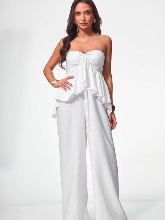 Decoro Damen Jumpsuit Weiß
