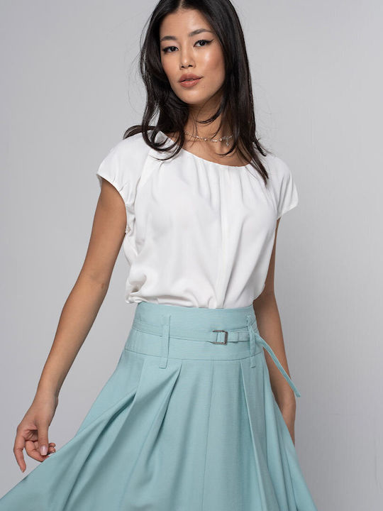 Hermosa Stephy Bluza Damă Mâneci Scurte Alb