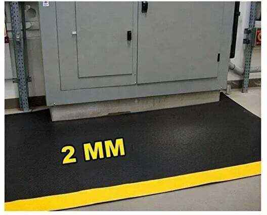 Stewehome Insulating Rubber Mat Yellow Stripe Insulating Anti-Slip Rectangular 100x210 Cm