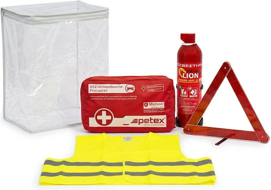 Petex Auto-Notfall-Kits Set Sicherheit Dreieck Erste-Hilfe-Kasten Din 13164-2022 Feuerlöscher 1000 Ml Gelbes Warnweste