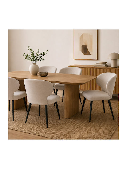 Savino Dining Chair With White Fabric Upholstery 55x55x