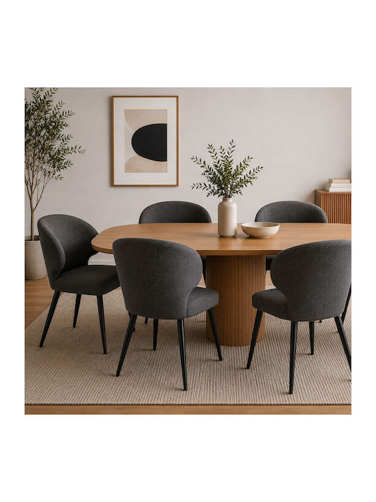 Savino Dining Chair With Gray Fabric Upholstery...