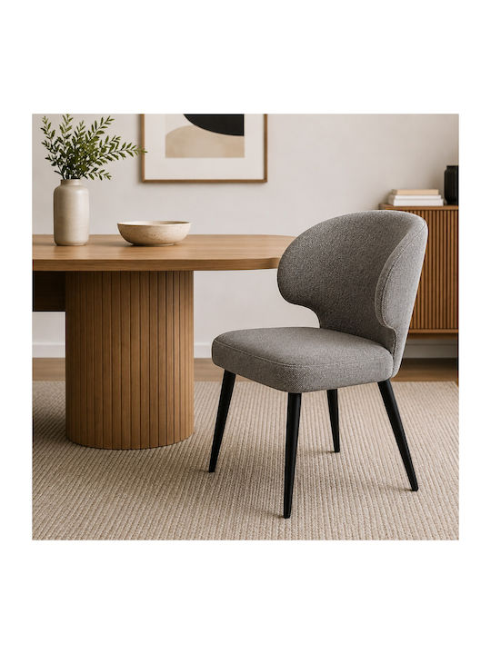 Savino Dining Chair With Gray Fabric Upholstery...