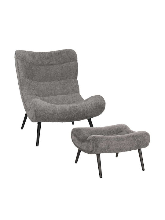 Polstersessel mit Fußhocker Grau 97x80x100cm