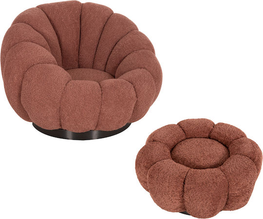 Grymm Sessel Entspannen Drehbar mit Fußhocker Rosa 95x92x68cm