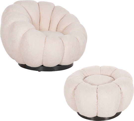 Grymm Sessel Relax Drehbar mit Fußhocker Ecru 95x92x68cm