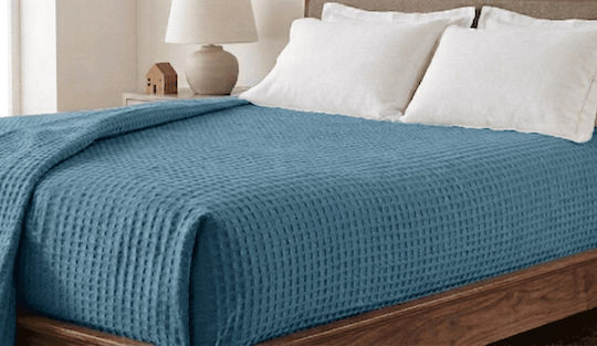 Κουβέρτα Πικέ Υπέρδιπλη 220x240εκ. Πετρόλ
