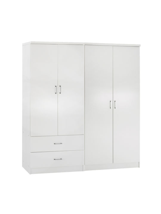Jenna Four Door Wardrobe White 80x43x181cm