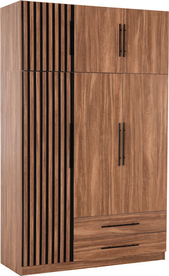 Harry Τρίφυλλη Ντουλάπα με Πατάρι 150x55.5x240cm Μαυρο