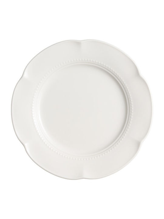 Ready Shallow Serving Plate Made of White Porcelain with Diameter 25cm