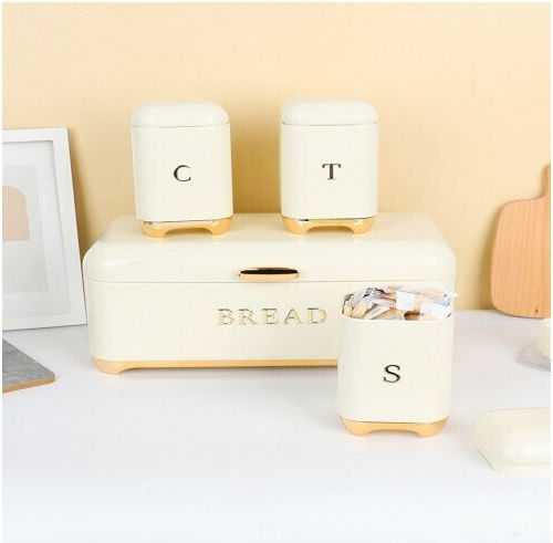 General Use Box with Lid Metallic Beige 19x19cm