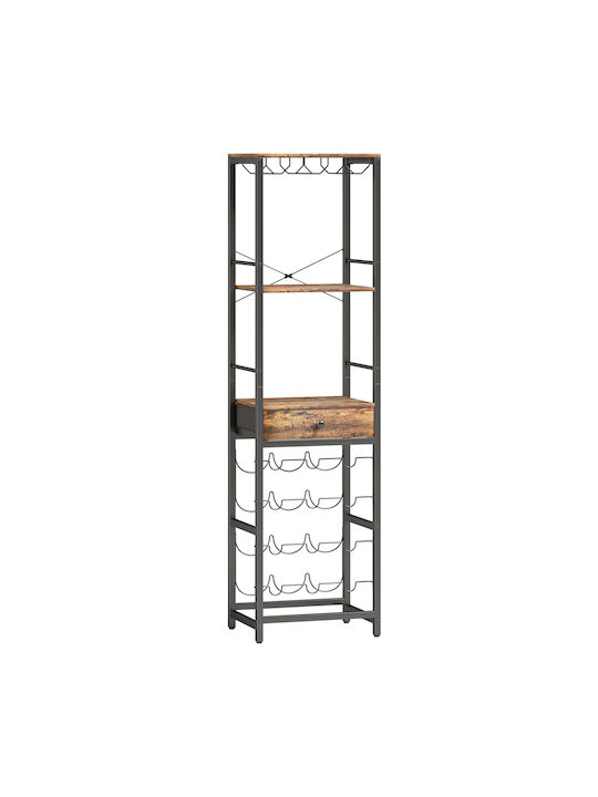 HomCom Free Standing Wine Rack and Cabinet Metallic Brown