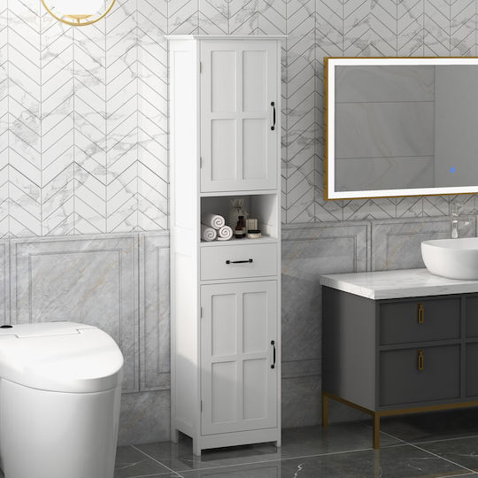 Kleankin Coloană De Baie De Pardoseală M40xA30xÎ164cm Albă