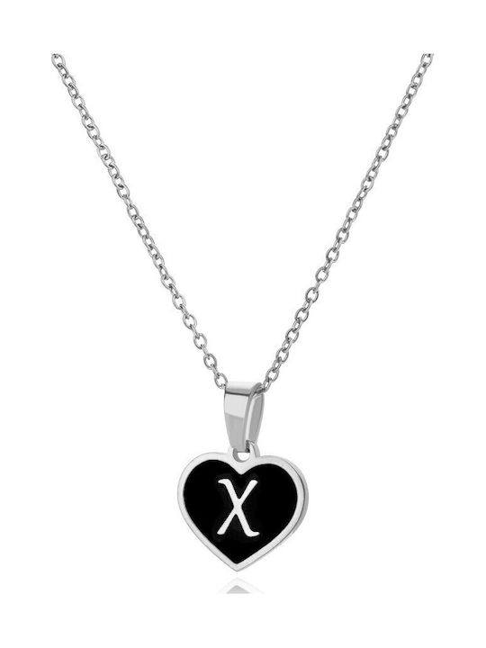 FantazyStores Colier Monogramă "X" din Oțel Negru