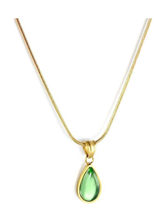 FantazyStores Necklace From Gold Plated Steel Green